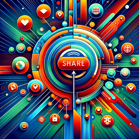 Graphic symbolizing the 'Share' feature in Pexelle, emphasizing skill sharing and global networking